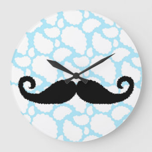 Moustache clouds large clock