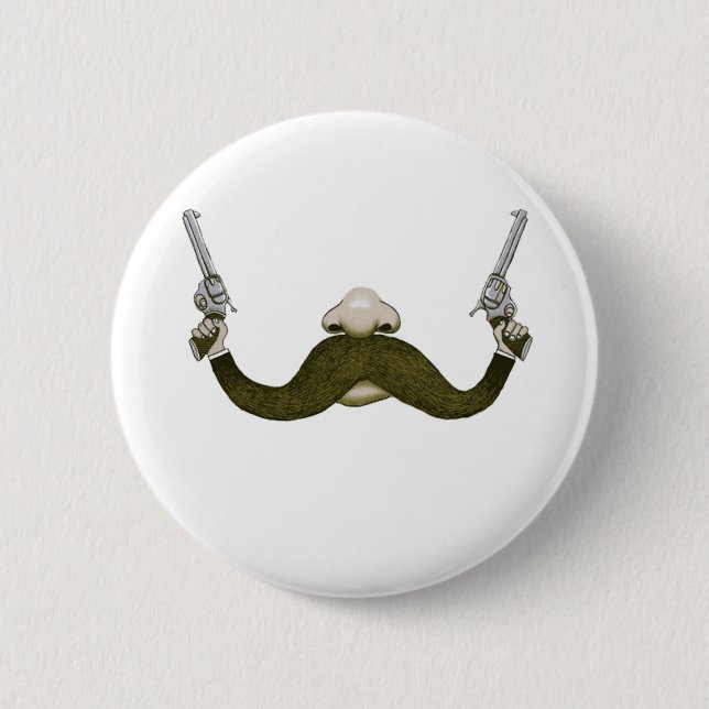 Moustache Cowboy 6 Cm Round Badge (Front)