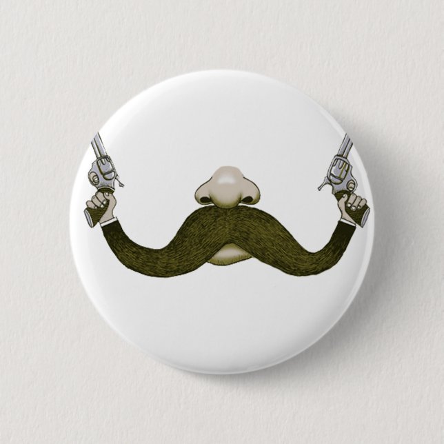 Moustache Cowboy 6 Cm Round Badge (Front)