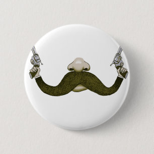 Moustache Cowboy 6 Cm Round Badge