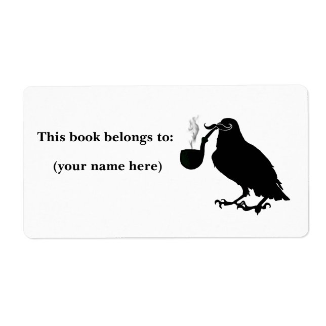 Moustache crow bookplate, square (Front)