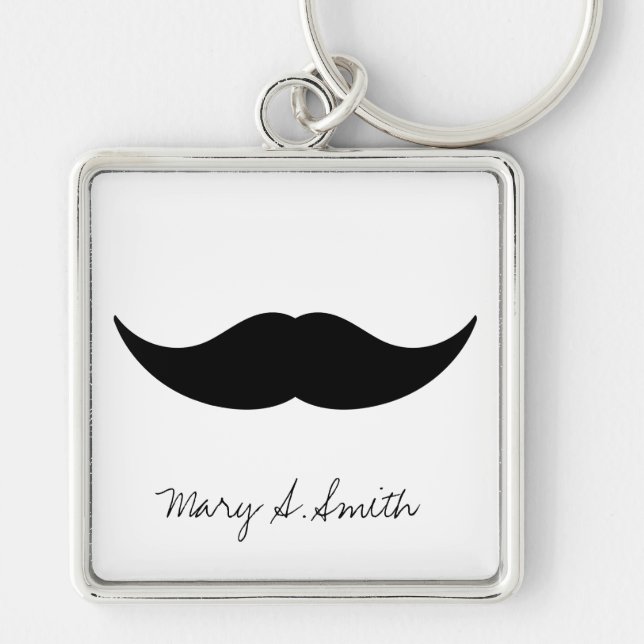 Moustache Custom Name Key Ring (Front)