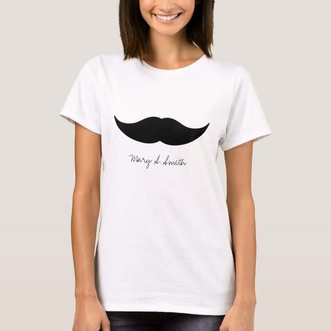 Moustache Custom Name T-Shirt (Front)