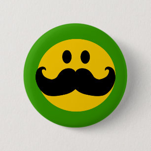 Moustache Customisable background colour) 6 Cm Round Badge