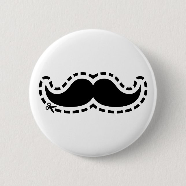 Moustache cut out 6 cm round badge (Front)