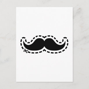Moustache cut out postcard