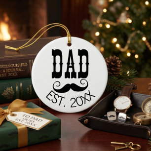 Moustache Dad Established vintage year western Ceramic Ornament