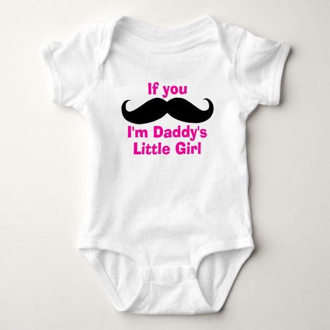 Moustache Daddy's Little Girl Baby Bodysuit (Front)