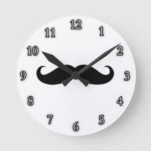 Moustache Disguise Funny Round Clock