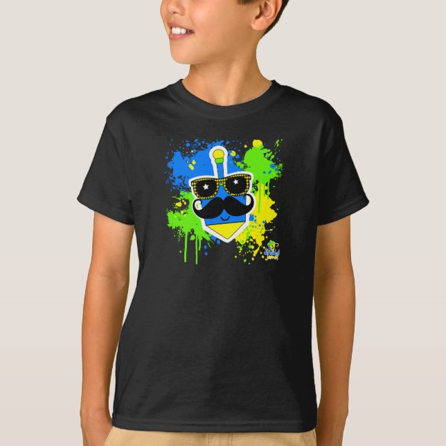 Moustache Dreidel - Dark Shirt (Front)