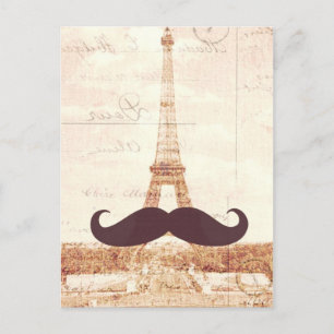 Moustache Eiffel Tower Postcard