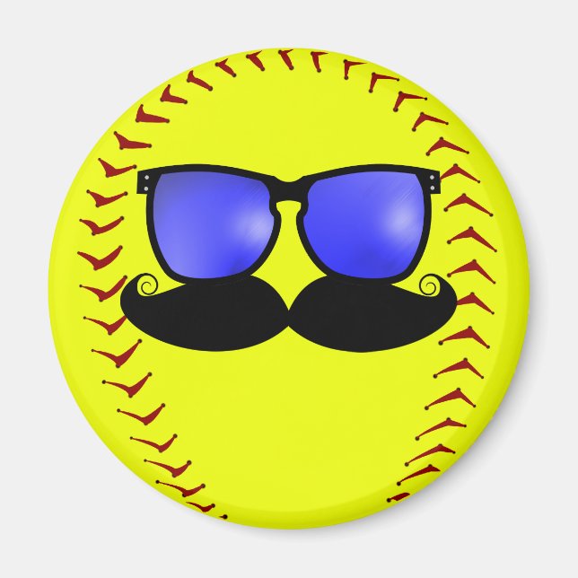 Moustache Fastpitch Softball Magnet (Front)