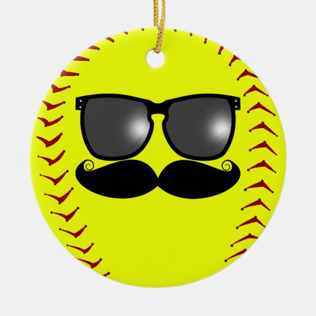 Moustache Fastpitch Softball Ornament (Front)