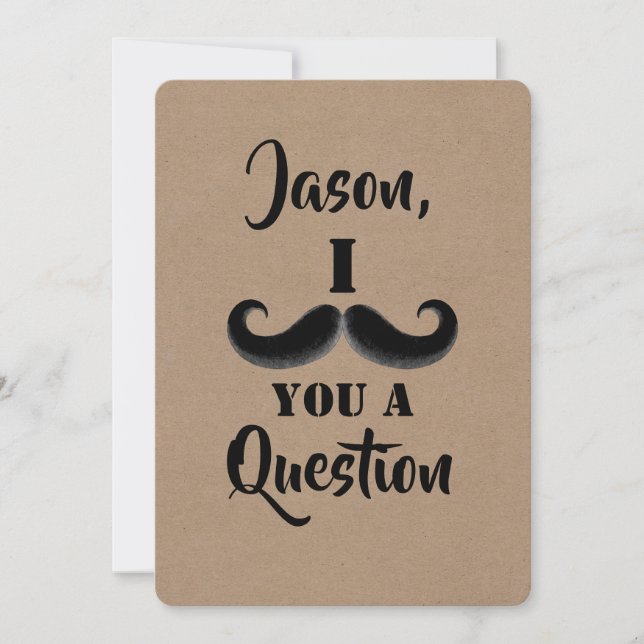 Moustache Funny Groomsman or Best Man Proposal Invitation (Front)