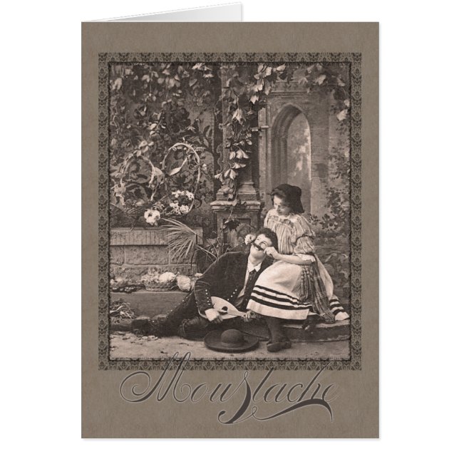 Moustache Funny Romantic Antique Postcard (Front)