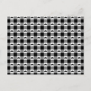 Moustache Gingham Pattern - Cute! Postcard