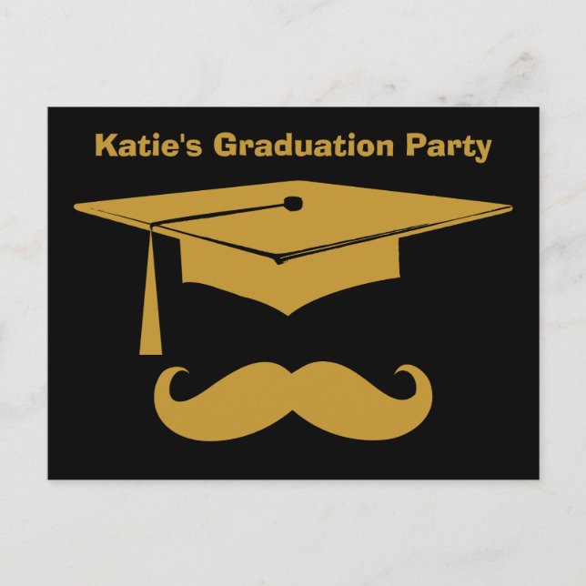 Moustache Graduation Invitation Postcard (Front)