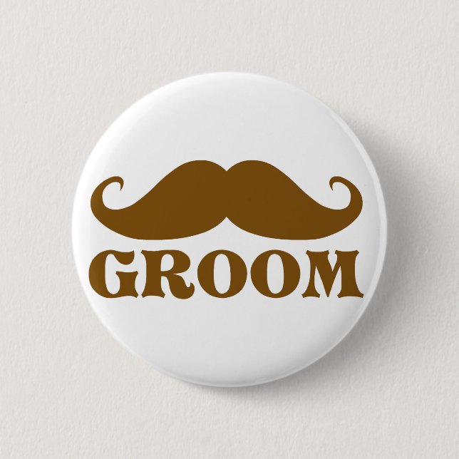 Moustache Groom 6 Cm Round Badge (Front)