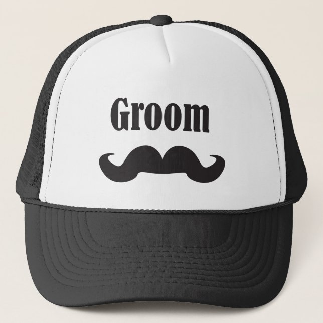 Moustache Groom Trucker Hat (Front)