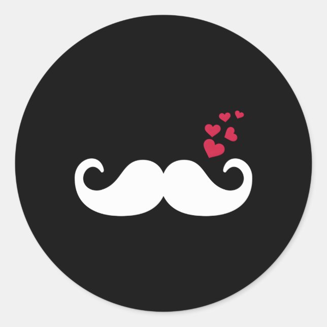 Moustache He Classic Round Sticker (Front)