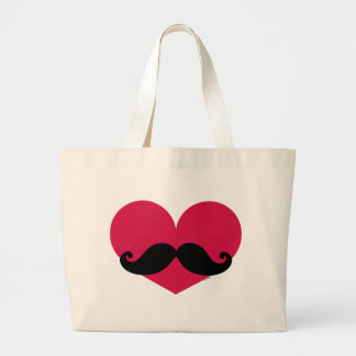 Moustache Heart Large Tote Bag