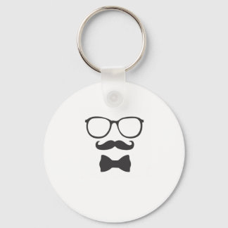 Moustache Hipster Bowtie Glasses Key Ring
