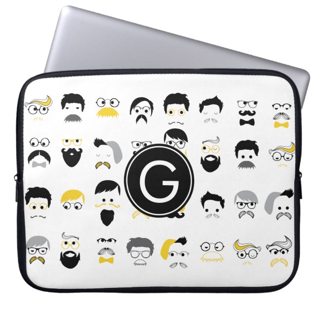 Moustache Hipster Faces Laptop Sleeve (Front)