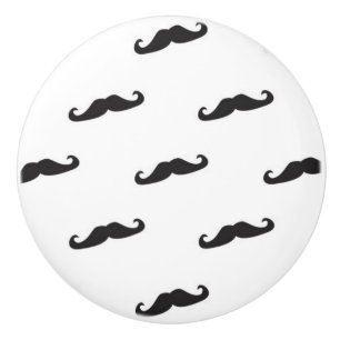 Moustache hipster pattern 2 ceramic knob