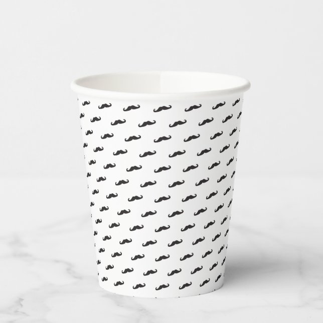 Moustache hipster pattern 2 paper cups (Left)