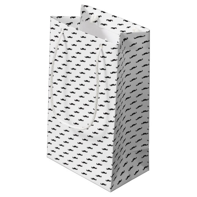 Moustache hipster pattern 2 small gift bag (Back Angled)