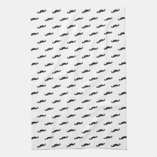 Moustache hipster pattern 2 tea towel