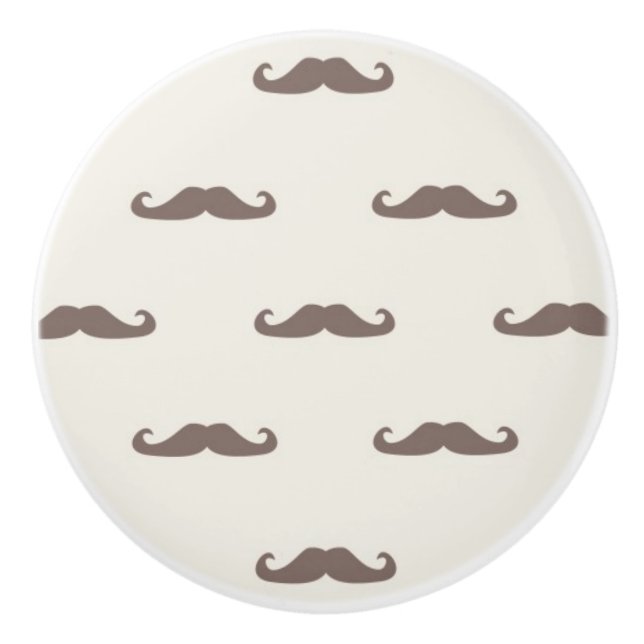 Moustache hipster pattern 3 ceramic knob (Front)
