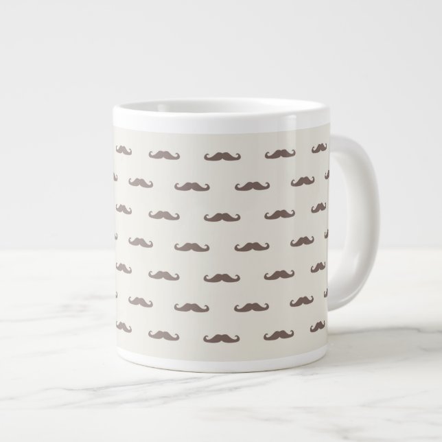 Moustache hipster pattern 3 large coffee mug (Front Right)