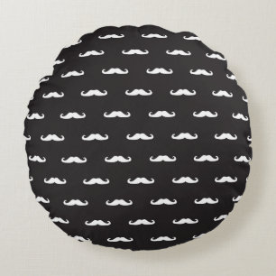 Moustache hipster pattern round cushion