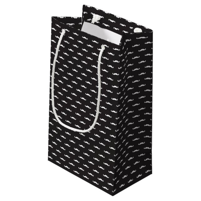 Moustache hipster pattern small gift bag (Back Angled)