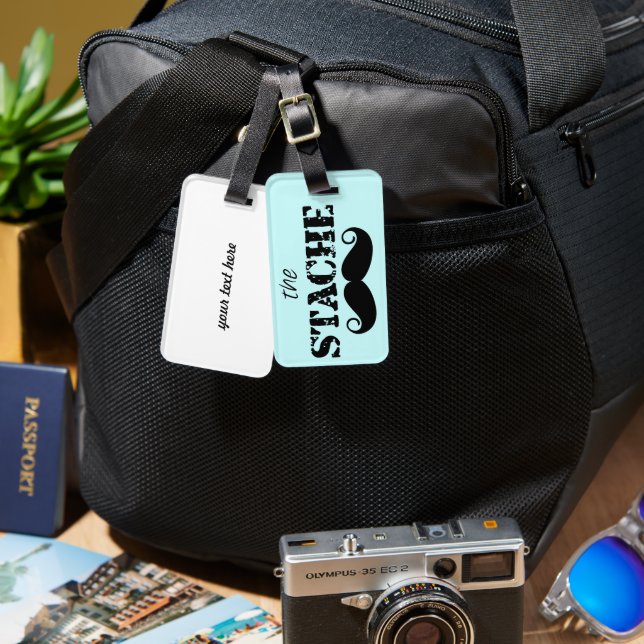 Moustache Hipster Retro Pattern Luggage Tag (Front & Back)