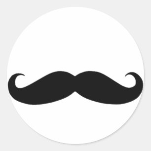Moustache in Black or White Classic Round Sticker