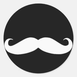 Moustache in Black or White Classic Round Sticker