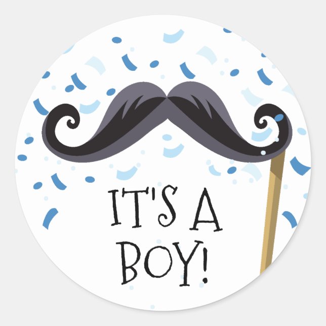 Moustache It' a Boy Favour Sticker (Front)