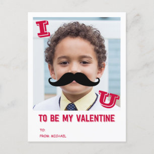 Moustache Kids Classroom Valentine Photo Postcard