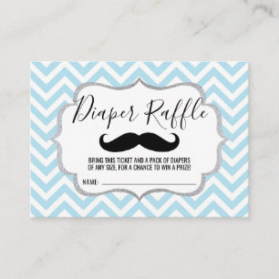 Moustache Lil' Man Diaper Raffle Ticket  Blue Enclosure Card