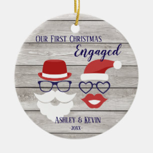 Moustache lips funny rustic 1st Christmas ornament