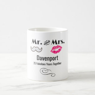 Moustache & Lips Mr. & Mrs. - Anniversary Coffee Mug
