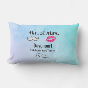 Moustache & Lips Mr. & Mrs. - Anniversary Lumbar Cushion