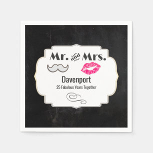 Moustache & Lips Mr. & Mrs. - Anniversary Napkin