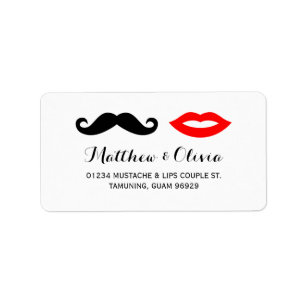 Moustache & Lips Wedding Address Labels