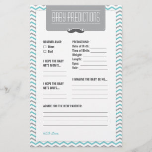 Moustache / Little Man Baby Predictions Card