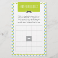 Moustache / Little Man Baby Shower Bingo Game Card