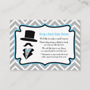 Moustache Little Man Baby Shower Book Request Enclosure Card