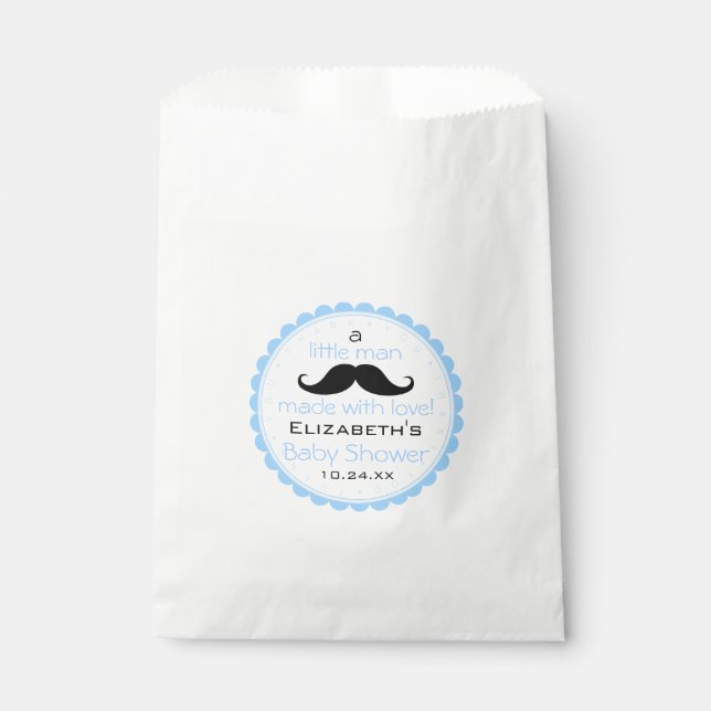 Moustache Little Man Baby Shower Guest Favour Bag (Front)